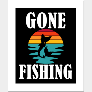 Gone Fishing Mermaid Sunset Posters and Art